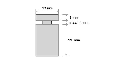 Abstandshalter 13 x 19 mm, Aluminium, Blau (4 Stück)