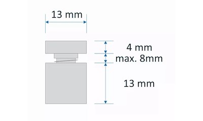 Abstandshalter 13 x 13 mm, Aluminium, Schwarz (4 Stück)